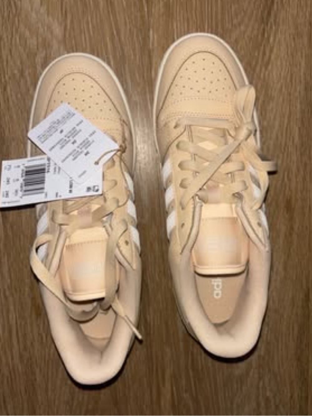 adidas Peach-Beige Low-Top Sneakers with White Stripes